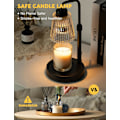 Miniatyrbilde 2 av 5: Lysvarmerlampe med timer, justerbar høyde lysvarmer, dimmbar, hjemmedekor, voksvarmerlampe for krukke-lys med 2 pærer, svart
