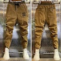 Miniatyrbillede 4 af 5: Mænds Harem Bukser i Corduroy med Elastisk Livbånd og Kontrastfarvede Lommer (2XL Sort)