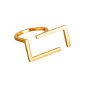 Miniatyrbilde 1 av 5: Unik rektangulær åpen ring for kvinner og jenter, gullbelagt, minimalistisk
