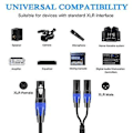 Miniatyrbilde 4 av 5: XLR Splitter-kabel, 1 XLR Hunn til 2 XLR Hane Y-kabel Balansert Mikrofon Splitterledning Lydadapter