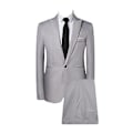 Miniatyrbillede 1 af 5: 2-delt sæt til mænd - Ensfarvet, forretningsmæssigt, med revers, langærmet, enkeltknappet blazer, slank pasform, midterste talje, lange bukser (2XL Grå)