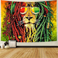 Miniatyrbild 2 av 5: Rasta Gobeläng Lejonhuvud Bob Gobeläng Väggbonad Bakgrund för vardagsrum