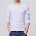 Miniatyrbillede 3 af 5: Fianao Mænds Top Solid Farve Rundhals Casual Langærmet Slank All Match Base Skjorte til Arbejde (2XL Lysegrå)