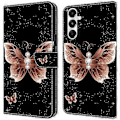 Miniatyrbillede 1 af 5: Magnetisk etui til Samsung Galaxy A35 5G med 3D-mønsterprint i læder (Pink Diamond Butterfly)