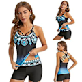 Miniatyrbillede 4 af 5: Piges badedragt gradient split kvinde sexet backless blomsterprint bikini badetøj 2xl Clouds