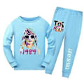Miniatyrbild 1 av 5: 9-14 år Flickor Popstjärna Taylor Swift Pyjamas Set Pjs Långärmad T-shirt Byxor Nattkläder Outfits Sovkläder (9-10 år Blå)