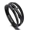 Miniatyrbillede 3 af 5: 21cm Dropshipping Ægte Læder Armbånd Mænd Rustfrit Stål Multilayer Flettet Reb Armbånd Til Mand Smykker Armbånd Homme (H7736-4)