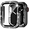 Pikkukuva 1 / 4: Apple Watch -kotelo 44 mm sarjaan 6/5/4/SE, jossa karkaistu lasinen näytönsuoja, Double Bling -kotelo, kristalliteemantit, Reinin