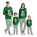 Miniatyrbild 2 av 3: Jul Grinch Familj Matchande Pyjamas Set Topp Randiga Byxor Outfit Sovkläder Jul Hem Nattkläder För Män Kvinnor Barn -NMAOV(18-24 M Pappa)