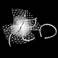 Miniatyrbilde 4 av 4: Fascinatorer for kvinner Bryllupsfascinator Hatt Blomst Mesh Fjær Hodebånd QA-Hvit