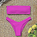 Miniatyrbillede 5 af 5: Dame Strand Bikini Sæt, Mode Ensfarvet Sexet Hul Åben Ryg Bikini Badedragt Split Badedragt Sommer Push up (style72)