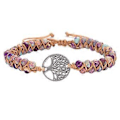 Miniatyrbilde 2 av 5: Helbredende Krystallarmbånd for Kvinner Naturlige Edelstener Yoga Reiki Chakra Perler Angst Livets Tre Lykke Sjarm Flettet Armbånd Justerbar Smykker