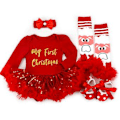 Miniatyrbild 1 av 2: Spädbarnsflickor Min Första Jul Tutu Klänning 4-delad Outfit Set Julgåvor (12-18 Månader C)