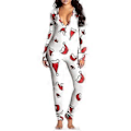 Miniatyrbillede 1 af 3: Dame Trykte Jule-Onesies Hjemmetøj Sovepyjamas (S Hvid Julehat)