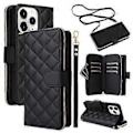 Miniatyrbillede 1 af 5: Til iPhone 11 Pro Etui Rhombus PU Læder Flip Telefon Cover Lynlås Pung (Style A)