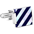 Miniatyrbillede 4 af 5: Manchetter i Onyx Stripe Tuxedo i perlemor i gaveæske - Bryllupsgave til mænd