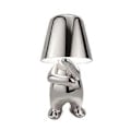 Miniatyrbillede 1 af 5: Thinker Karakter Dekor Bordlampe Kreativ Lille Guldfigur Led Bordlampe Berøringsstyret Dæmpbar Jern Harpiks Skrivebordslampe (Mr WHY Sølv)