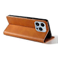 Miniatyrbillede 3 af 5: Magnetisk læder telefoncover med stativ til iPhone 14 Pro, kalvetekstur (Style C)