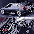 Pikkukuva 5 / 5: 1/32 Honda Civic Type-r -valmismalliauto, metalliauto, ääni ja valo, leluautot lapsille, alumiiniseosauto (väri: 3)