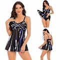 Miniatyrbilde 4 av 4: Jentebadedrakt split dame sexy gradient trykk plisserte plus size bikini badetøy 4xl