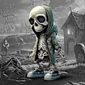 Miniatyrbillede 3 af 5: 1 stk 2023 Ny Cool Skelet Figuriner Harpiks Håndværk Sød Statue Skelet Mindesmærke Samleobjekt Halloween Dekoration Bil Dekoration (Grøn)