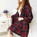 Miniatyrbild 3 av 4: Dam Tartan Scarf Stor Rutig Sjal Vinter Oversized (Lila)
