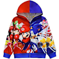 Miniatyrbilde 1 av 3: Super Mario Bros Full Zip Hoodie 3D Digital Trykket Jakke Kapp Barn Lang Ermet Tegneserie Avslappet Hettemerker Bursdagsgave (5-6 År B)