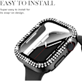 Pikkukuva 3 / 4: Apple Watch -kotelo 44 mm sarjaan 6/5/4/SE, jossa karkaistu lasinen näytönsuoja, Double Bling -kotelo, kristalliteemantit, Reinin