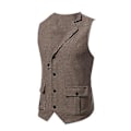 Miniatyrbilde 1 av 5: Dressvest i ensfarget, smal passform, nedfellt krage, vår/høst, enkeltspent, lommer, vest for fotturer (S Brun)