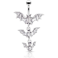 Miniatyrbillede 1 af 5: Pierced Owl Gothic Triple Vampire Bat Dangling Belly Button Ring