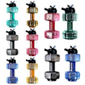 Miniatyrbillede 3 af 5: Stor Kapacitet Kop Dumbbell Form Drikkevandsflasker Vægtstang Kedel Kropstræningsflaske () til Udendørs Campingrejser (2200ML Sort)