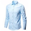 Miniatyrbillede 1 af 2: Mænd Lapel Hals Løstsiddende Skjorte Casual Langærmet Almindelig Knapper Ned Formelle Business Skjorte Toppe (3XL Himmelblå)