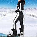 Miniatyrbillede 3 af 5: Dame Vinter Vandtæt Ski Snowboard Sportstøj Dragt Hætte Foxs Pels Jumpsuit (XXL Sort)