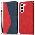 Miniatyrbillede 1 af 5: Cover i læder til Samsung Galaxy A26 5G med farvesplejsning, pung og stativ samt håndledsrem (Style E)