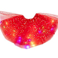 Miniatyrbillede 2 af 2: Piges Tutu Skørter Baby Sequin LED Lys Op Pettiskirt Ballet Tøj Lysende Fancy Dress Glitrende Tulle Skørt (Rød)