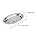 Miniatyrbilde 2 av 2: 1 stk. Oval tallerken i rustfritt stål, damptallerken for fisk, snacks, desserter, serveringsbrett