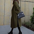 Miniatyrbillede 2 af 5: Dame Overcoat Vinter Efterår Koreansk Version Oversized Varmt Frakke Til Daglig Arbejde Kontor Tøj (L Mørkegrøn)