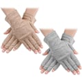Miniatyrbillede 1 af 5: 2 Par Fingerløse Solbeskyttelseshandsker Damer Anti-Slip UV Beskyttelse