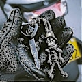 Miniatyrbillede 3 af 5: Kranie Nøglering Skelet Soldat Paracord Nøglering Kreativ Skelet Soldat Nøglering Bagagemærke (1 stk. Sort)