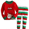 Miniatyrbillede 1 af 2: Voksne Børn Jule Familie Matchende Stribet Jule Pyjamas Sæt Natkjole PJs Sleepwear (5-6 År Rød Stribet Hjorte)
