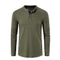 Miniatyrbilde 3 av 5: Waffle Henley-skjorte for menn, rund hals, langermet T-skjorte, ensfarget, fritidsklær, komfortabel høst- og vintergenser (L aprikos)