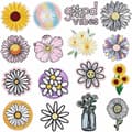 16 st Låt Hundra Blommor Blomma Broderade Tyglapp Dekoration