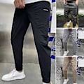 Pikkukuva 2 / 5: Miesten housut, joustava vyötärö, useita taskuja, kirjonta, nilkan pituus, arkikäyttöön, yksivärinen, slim fit, jääsilkki, miesten lyijykynähousut, miesten vaatteet (32 harmaa)
