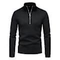 Miniatyrbillede 1 af 3: Mænd Halv Zip Høj Hals T-Shirt Langærmet Casual Trøje Base Layer Tops (S Sort)