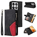 Miniatyrbillede 1 af 5: KT Multi-Function Series-5 Til Xiaomi 14T Pro Etui Lynlås Pung Læder Telefon Cover Stativ (Style B)