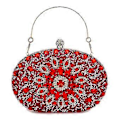 Miniatyrbilde 1 av 5: Rhinestone Dame Aften Clutch Perleveske Bryllup Ball Håndvesker Flerfarget Alternativ (RØD)