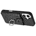 Miniatyrbild 3 av 5: Skal för iPhone 16 Plus Ritningsdesign Kortfack Läder Baksida med Ringstöd (Stil A)