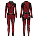 Miniatyrbild 3 av 5: Vuxen Herr Wolverine Deadpool 3 Bodysuit Cosplay Kostym Superhjälte Jumpsuit Halloween Karneval Maskeraddräkt (2XL Röd)