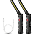 Miniatyrbillede 1 af 5: Genopladelig arbejdslampe værkstedslampe COB lommelygte (stor, 2 stk.)