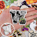 Miniatyrbillede 2 af 5: 26 stk. Halloween-tema engelske bogstav broderi stofmærker computer broderi mærker kunst patch mærker bogstav broderi mærker